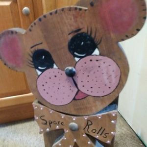 Country teddy bear toilet paper roll holder for br